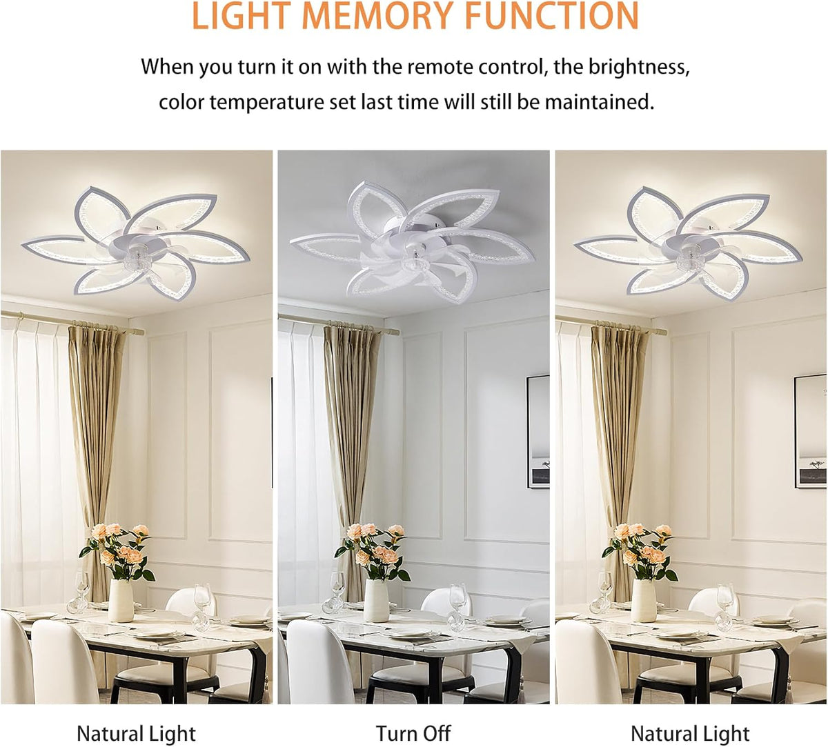 Plafondventilator met licht en afstandsbediening, moderne led-plafondventilator met variabele intensiteit, stille omkeerbare motor met windsnelheid, verstelbaar, voor woonkamer, 78 cm, wit