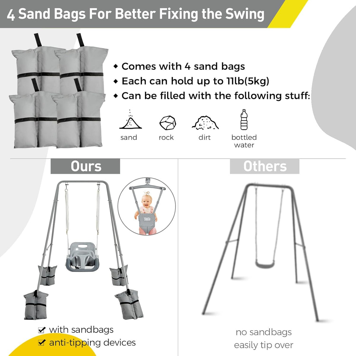 FUNLIO 2-in-1 swingset voor jumper grijs