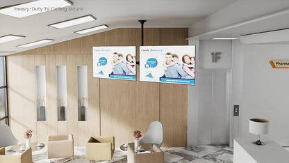 Mount Plus CB-D600 2x1 Side by Side Dual Screen Menu Board Plafondsteun voor 37 "tot 60" TV | Verstelbare hoogte Pole | Max. Gewicht 75 lbs per scherm | VESA-patronen tot 600x400 | Draaibaar 360