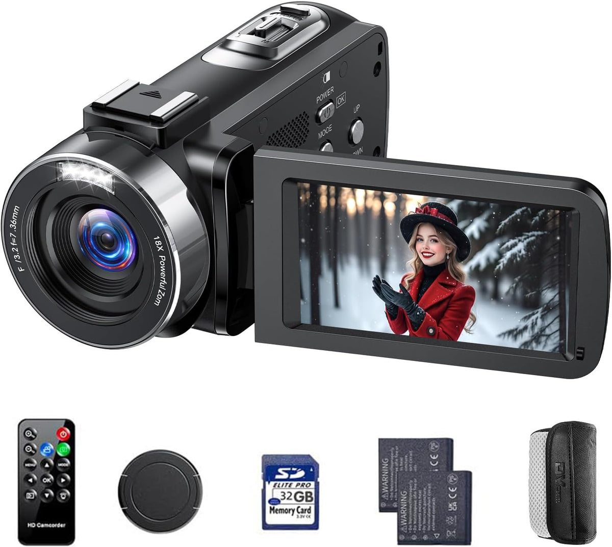 4K Videocamera – Camcorder – Vlogcamera – YouTube Camera – Digitale Camera – 18x Digitale Zoom – 3 Inch 270° Draaibaar Scherm