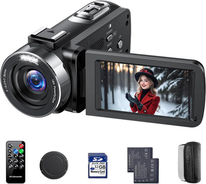 4K Videocamera – Camcorder – Vlogcamera – YouTube Camera – Digitale Camera – 18x Digitale Zoom – 3 Inch 270° Draaibaar Scherm