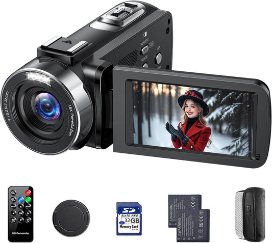 4K Videocamera – Camcorder – Vlogcamera – YouTube Camera – Digitale Camera – 18x Digitale Zoom – 3 Inch 270° Draaibaar Scherm