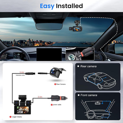 Auto Dashcam – Dashcam Auto – Autocamera – Rijcamera – Rijrecorder – 4-Camera 360° Bewaking – 2K Voorcamera Met 8 IR-Nachtzicht