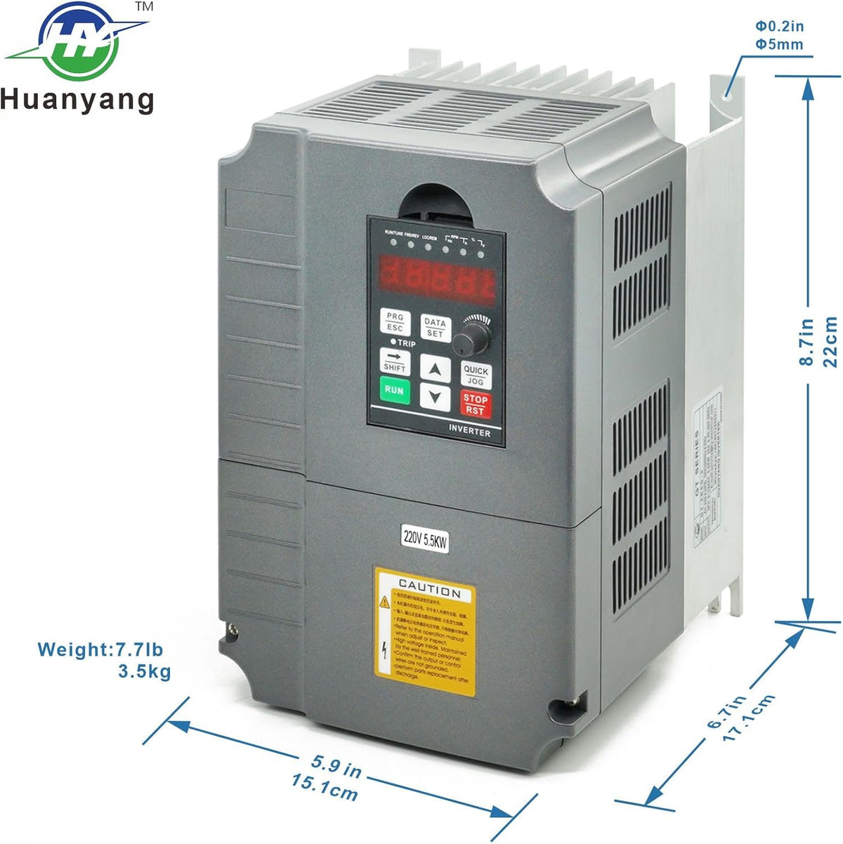 Vectorregeling Computerized Numerical Control (CNC) frequentieomvormer (VFD) van de motor, 220 V, 5,5 kW, 7,5 pk voor spindelmotor, controle van de snelheid, Huanyang GT-serie (220 V, 5,5 kW)