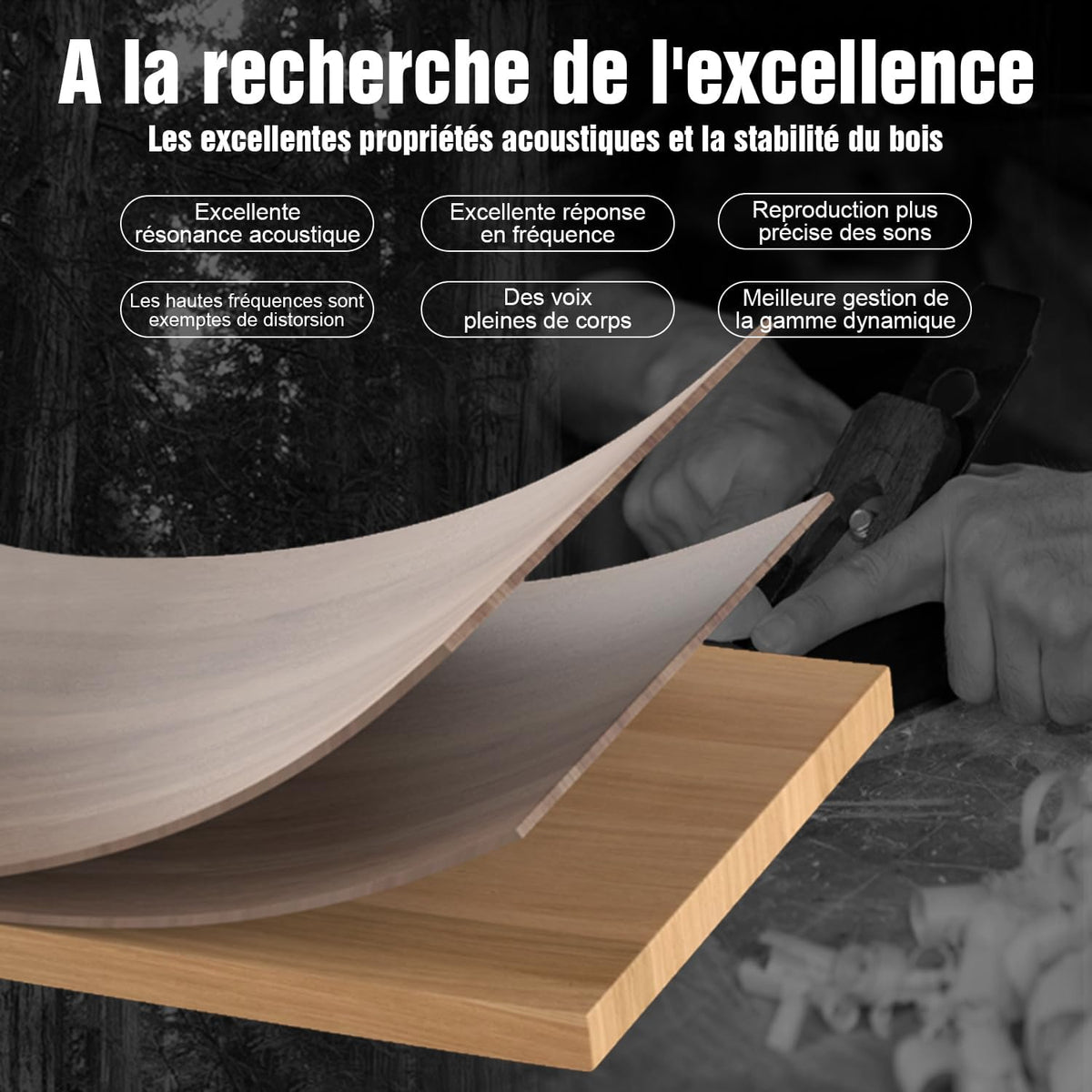 Hiwill 5.2.2ch soundbar voor tv-apparaten met Dolby Atmos, 400W alles-in-één tv-soundbar met 2 geïntegreerde subwoofers, houten behuizing home cinema-geluidssysteem, luidsprekers voor televisies, HDMI