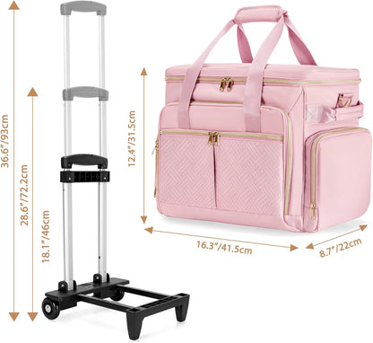 Rolbare Scrapbooktas – Trolleytas – Knutseltas – Hobbytas – Opbergtas – Roze – Met Afneembare Trolley – Laptopvak Tot 15,6 Inch