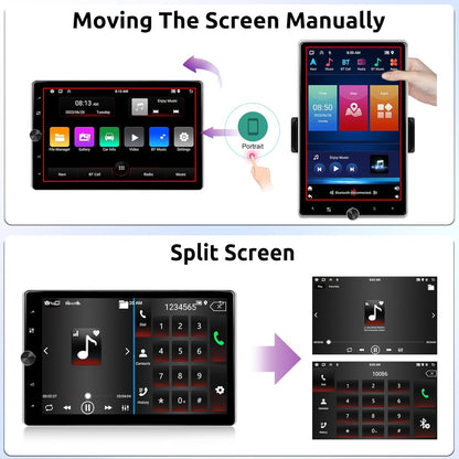 Android autoradio 1 Din – Multimedia speler – Autostereo – Navigatiesysteem – Android headunit – 10,4 inch draaibaar touchscreen – Draadloze CarPlay en Android Auto