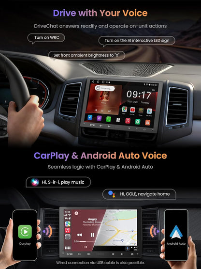 9" Autoradio 2 Din – Android Autoradio – Multimedia Systeem – Navigatiesysteem – Radio Speler – Draadloze CarPlay & Android Auto – DriveChat AI Assistent & GPS-Tracering
