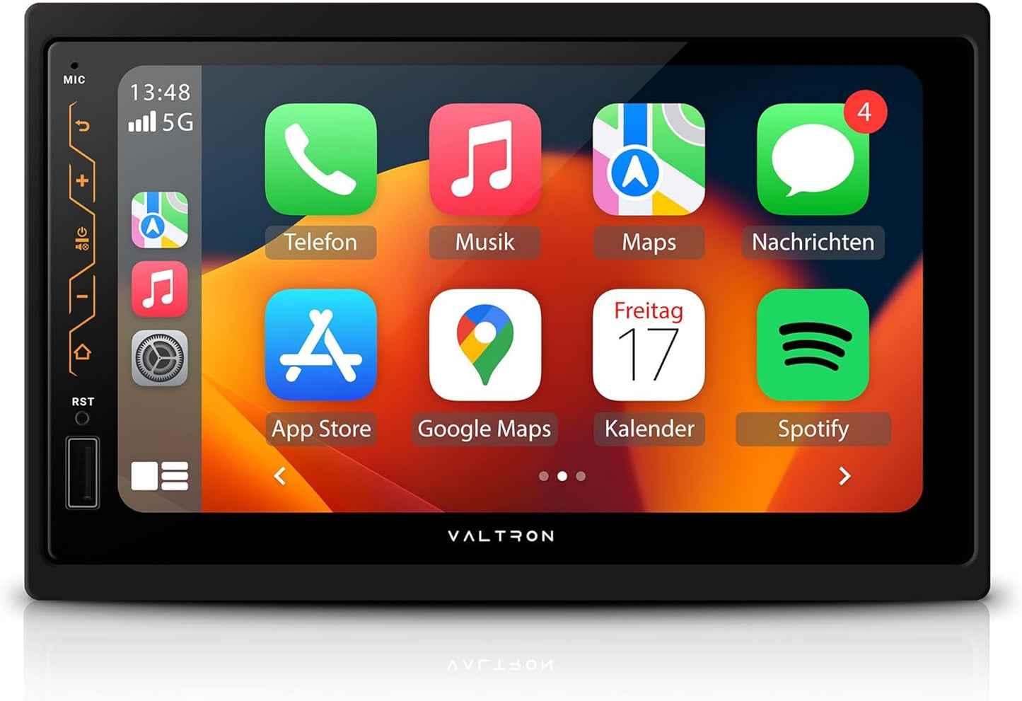 VALTRON RX-820HD 2-DIN-multimedia autoradio, 7 inch touchscreen, draadloze Android Auto & CarPlay, USB, Bluetooth, high-performance tuner, 16-bands grafische equalizer, zwart, achteruitrijcamera