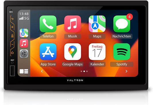 VALTRON RX-820HD 2-DIN-multimedia autoradio, 7 inch touchscreen, draadloze Android Auto & CarPlay, USB, Bluetooth, high-performance tuner, 16-bands grafische equalizer, zwart, achteruitrijcamera