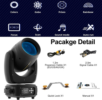 SHEHDS 120mm Diameter Lens, DJ Podium voor Bruiloft Party Dance Podium Lichten 180W, Bewegende Hoofd Lichten, 14 Gobos 11 Kleuren Spotlights, Beam/Frost/Prism/Zoom Effect, 18 Facet Prism DMX512,