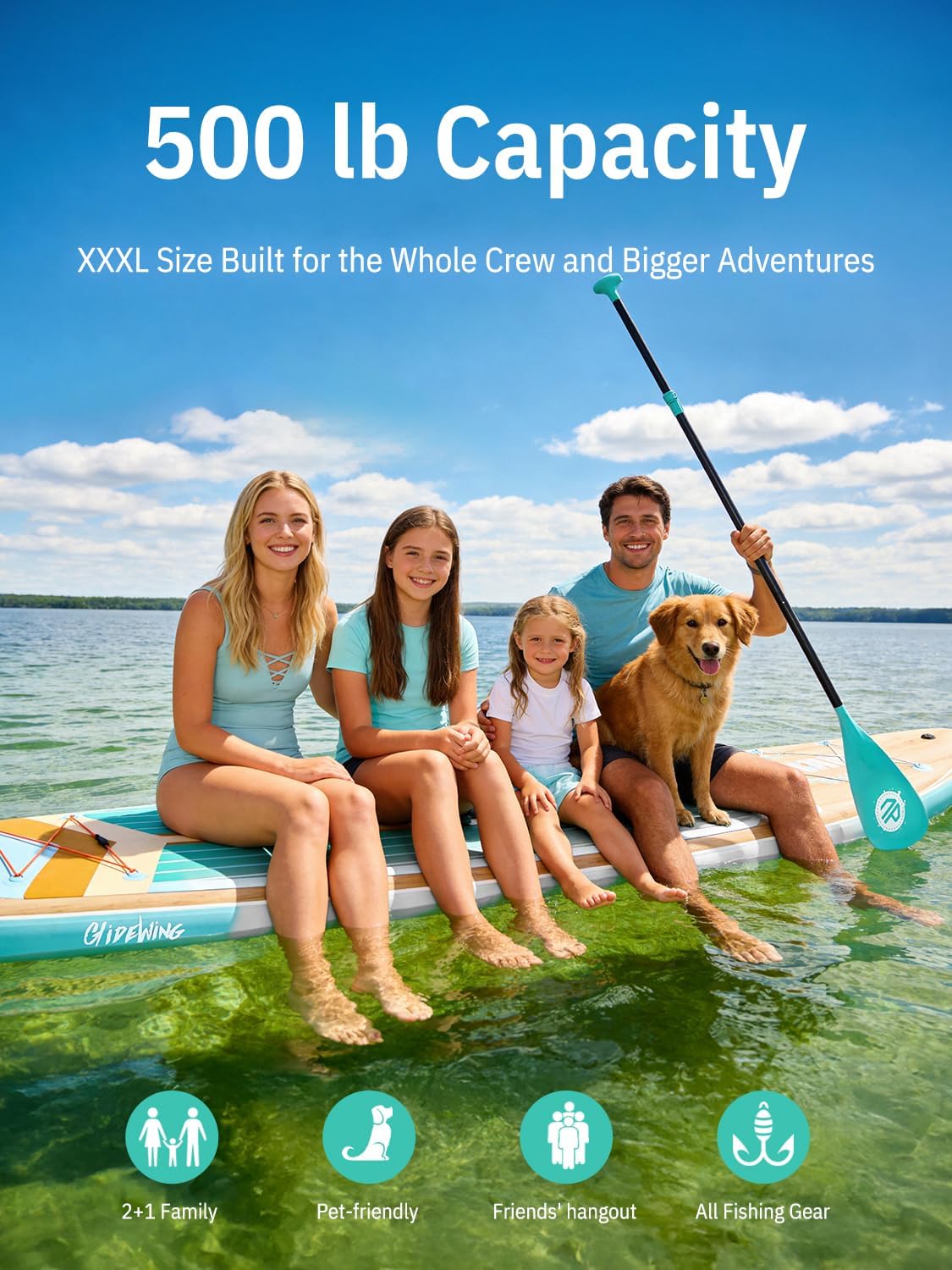 <font dir="auto" style="vertical-align: inherit;"><font dir="auto" style="vertical-align: inherit;">        Niphean Inflatable Paddleboard (extra large), SUP for 2+1 persons/family, stand-up paddleboard with (Beginner-friendly) balance wing, waterproof ph
