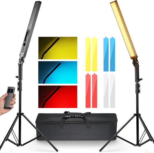 LED-videolichtstaaf 2-Pack Zwart – Videolamp – Studiolamp – Livestreamlamp – Fotolamp – 3200K-5600K Dimbaar – CRI97+ Met 2,4G Afstandsbediening
