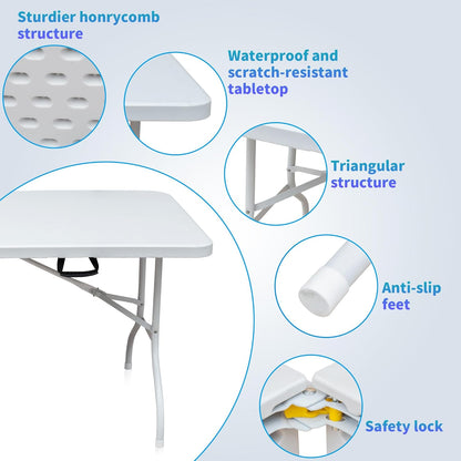 1,8 m Plastic Klaptafel Draagbare Heavy Duty Witte Eettafel Opvouwbaar In Half voor Camp Party Tuin Diner Keuken Werk Indoor Outdoor Top Tafel (1,8 m)