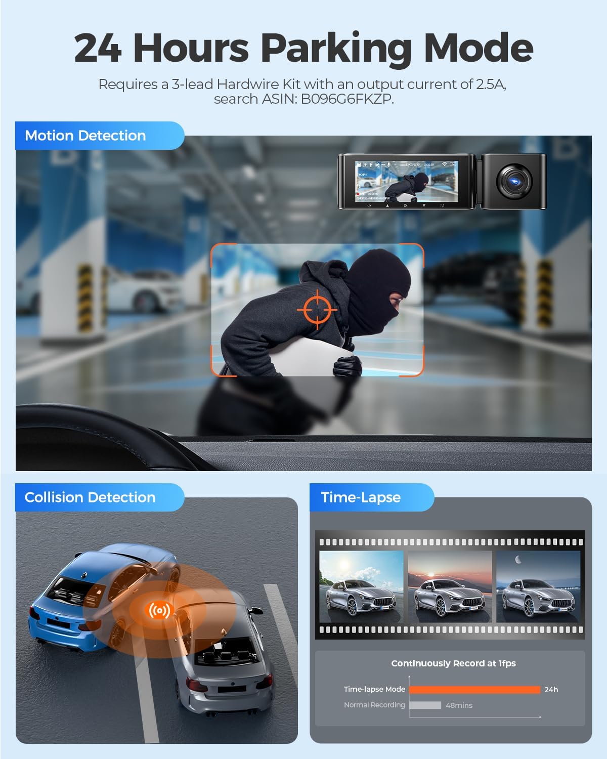 AZDOME M550 Dashcam voor auto, voor en achter, 4K/2,5K met GPS en WiFi, 64GB kaart, 3 dashcams, 3,19 inch IPS-scherm, nachtzicht, loop-opname, 170 graden