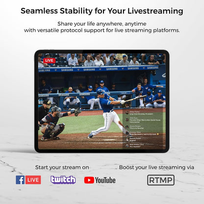 NearStream Draadloze streaming-camera, 2K StreamCam met 40-voudige hybride zoom, multi-cam-ondersteuning, 8 microfoons met ruisonderdrukking, 6 uur batterij, webcam voor YouTube/Twitch/RTMP/Facebook