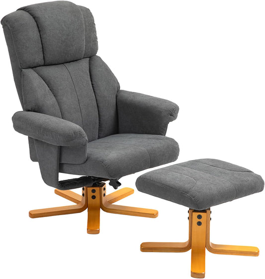 HOMCOM Reclining Chair, Reclining Function, Reclining Chair with Stool, TV Chair up to 150 kg Load Capacity for Living Room, Bedroom, 79 x 80 x 104 cm, Dark Grey - QUORE