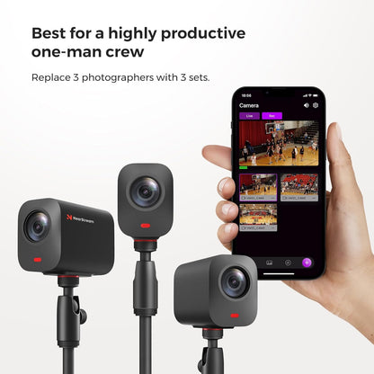 NearStream Draadloze streaming-camera, 2K StreamCam met 40-voudige hybride zoom, multi-cam-ondersteuning, 8 microfoons met ruisonderdrukking, 6 uur batterij, webcam voor YouTube/Twitch/RTMP/Facebook