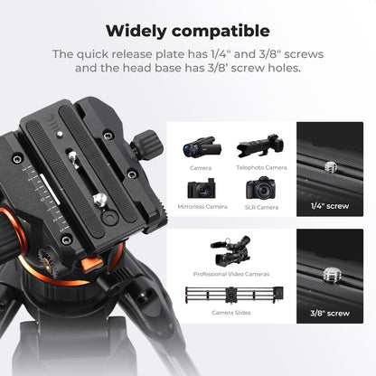 Videostatief – Camerastatief – Fotostatief – Driepootstatief – Tripod – Verstelbaar Van 89 Tot 191 Cm – Aluminiumlegering Met 360°-Vloeistofkop