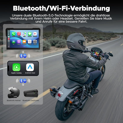 Draadloos CarPlay Motor Scherm – Motorfiets Display – Navigatie Scherm – Touchscreen GPS – Android Auto Interface – 7 Inch IPS HD Touchscreen – IP67 Waterdicht & Robuust