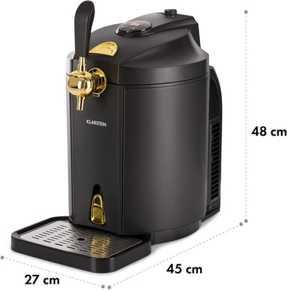 Klarstein Skal - roestvrijstalen bierdispenser, Black Edition, LCD-display, slechts 38 dB, temperatuur: 2-12 ° C, geschikt voor alle biervaten van 5 liter, thermo-elektrisch koelsysteem, zwart