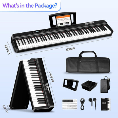 Digitale Piano 88 Toetsen – Keyboardpiano, Elektrisch Keyboard, Elektrische Piano, Opvouwbare Piano – 2 X 25 W Luidsprekers – Bluetooth En MIDI
