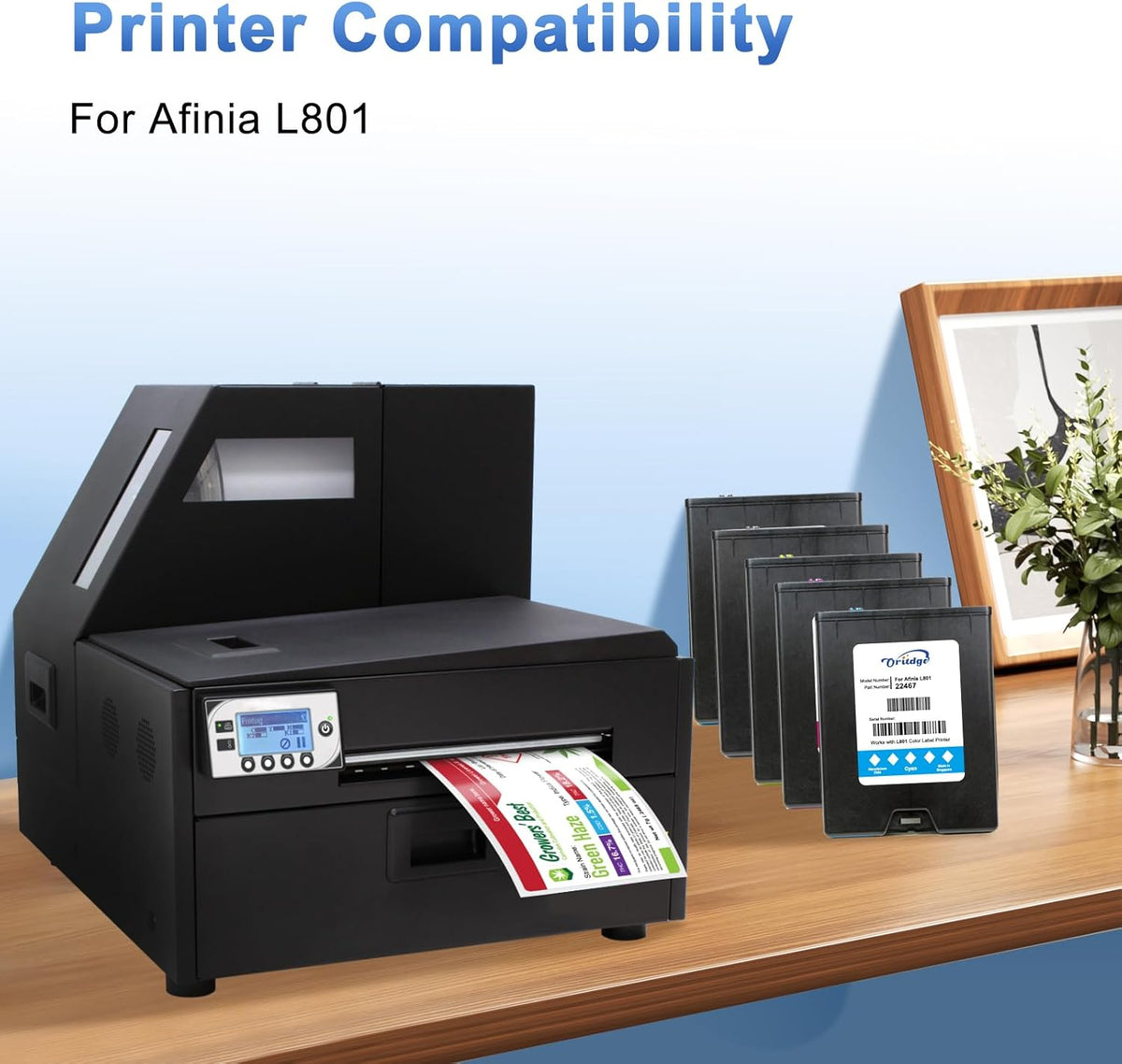 L801 vervangende inktpatronen voor Afinia L801 inktcartridge compatibel voor Afinia L801 Industrial Color Label printer (geel/magenta/cyaan/zwart, 5 stuks)