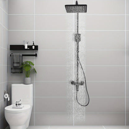 TOOL1SHOOO Hot & Cold Water Shower Set In Black Brass - Air Boost Technology, Height Adjustable Wall Mount Design, 2 Spout Modes