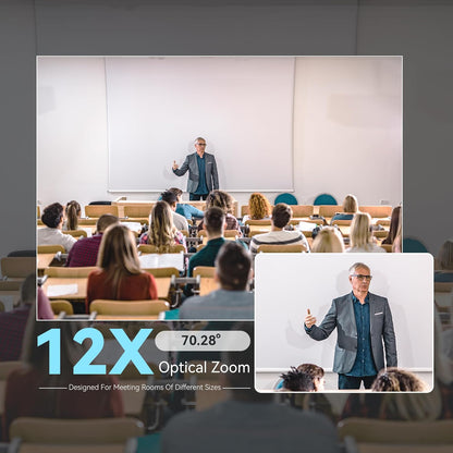 Tenveo 4K PTZ Conference Camera met Bluetooth Speaker System 2 Uitbreidingsmicrofoons 12X Optische Zoom Groothoeklens Werkt met Zoom Skype Teams