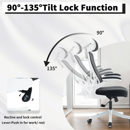 Ergonomic Office Chair, Desk Chair with Adjustable Headrest, Armrests, Lumbar Support, Swivel Chair, Rocker Function, Mesh Executive Chair, Back-Friendly, Office Chair 150 kg