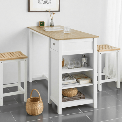 Hoge Bartafel – Barkruktafel – Keukentafel – Bartafel Met Opbergruimte – Witte Bartafel – MDF Met Melamine Coating – Afmetingen 120x55x90 cm