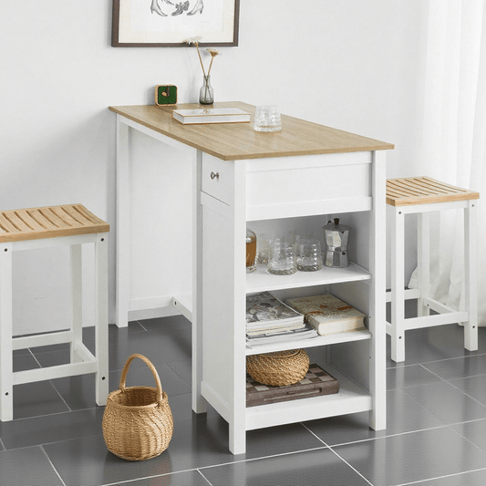 Hoge Bartafel – Barkruktafel – Keukentafel – Bartafel Met Opbergruimte – Witte Bartafel – MDF Met Melamine Coating – Afmetingen 120x55x90 cm