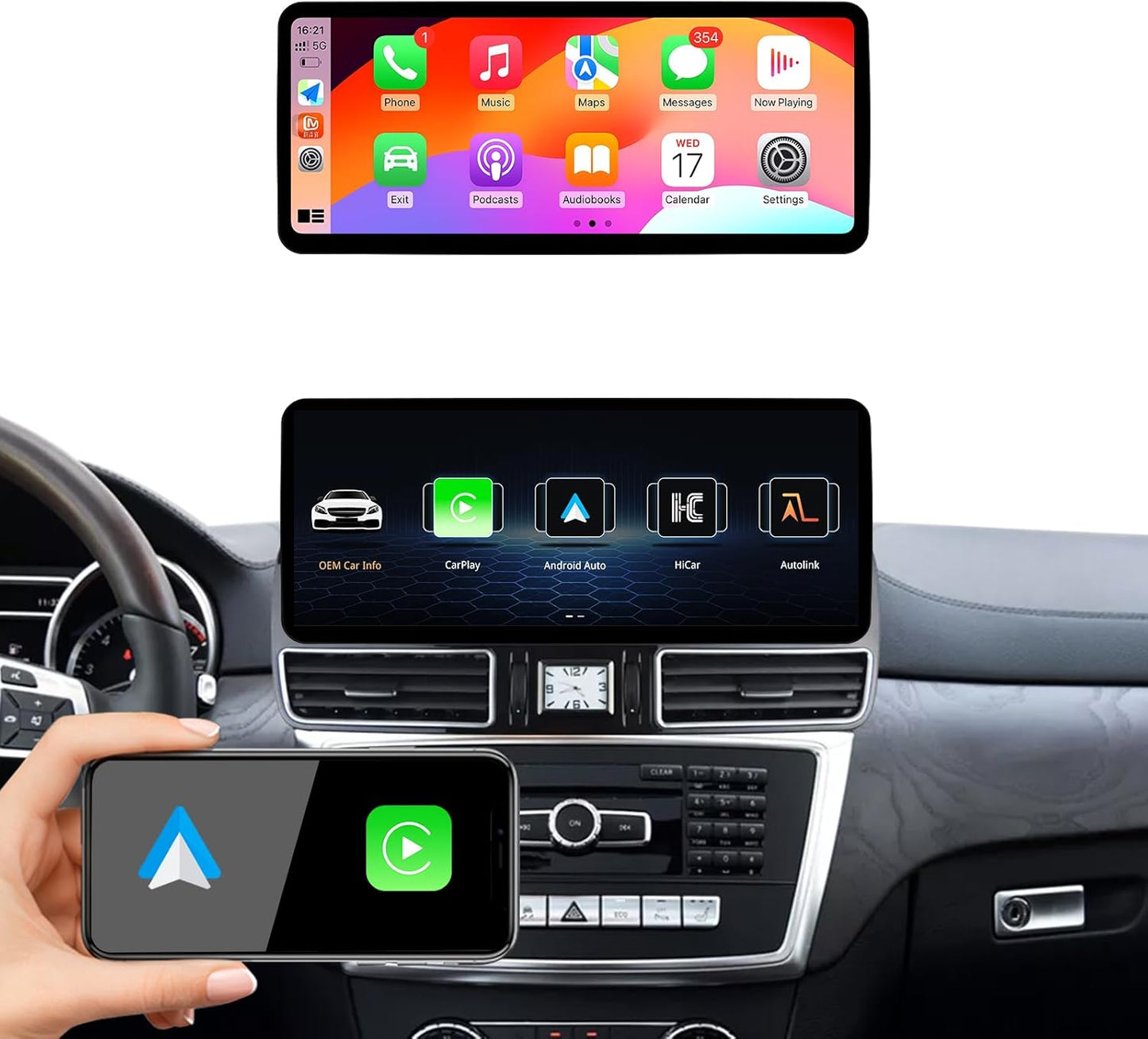 Auto Stereo – Multimedia Speler – Touchscreen Radio – Navigatiesysteem – CarPlay Android Auto – Ultraslank 12,3 Inch – Compatibel NTG 4.5/4.7 Mercedes-Benz ML GL 2005-2011
