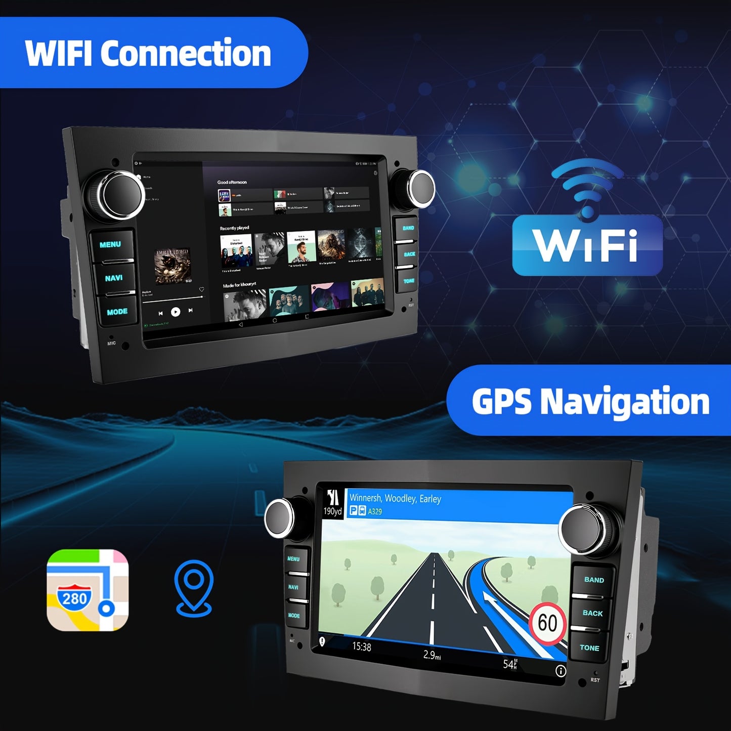 Android 14 Autoradio – 2-Din Carplayer – Multimedia Systeem – GPS Navigatie – Touchscreen Radio – 7-inch HD Display – WiFi & Bluetooth – Voor Opel Astra Corsa Vivaro
