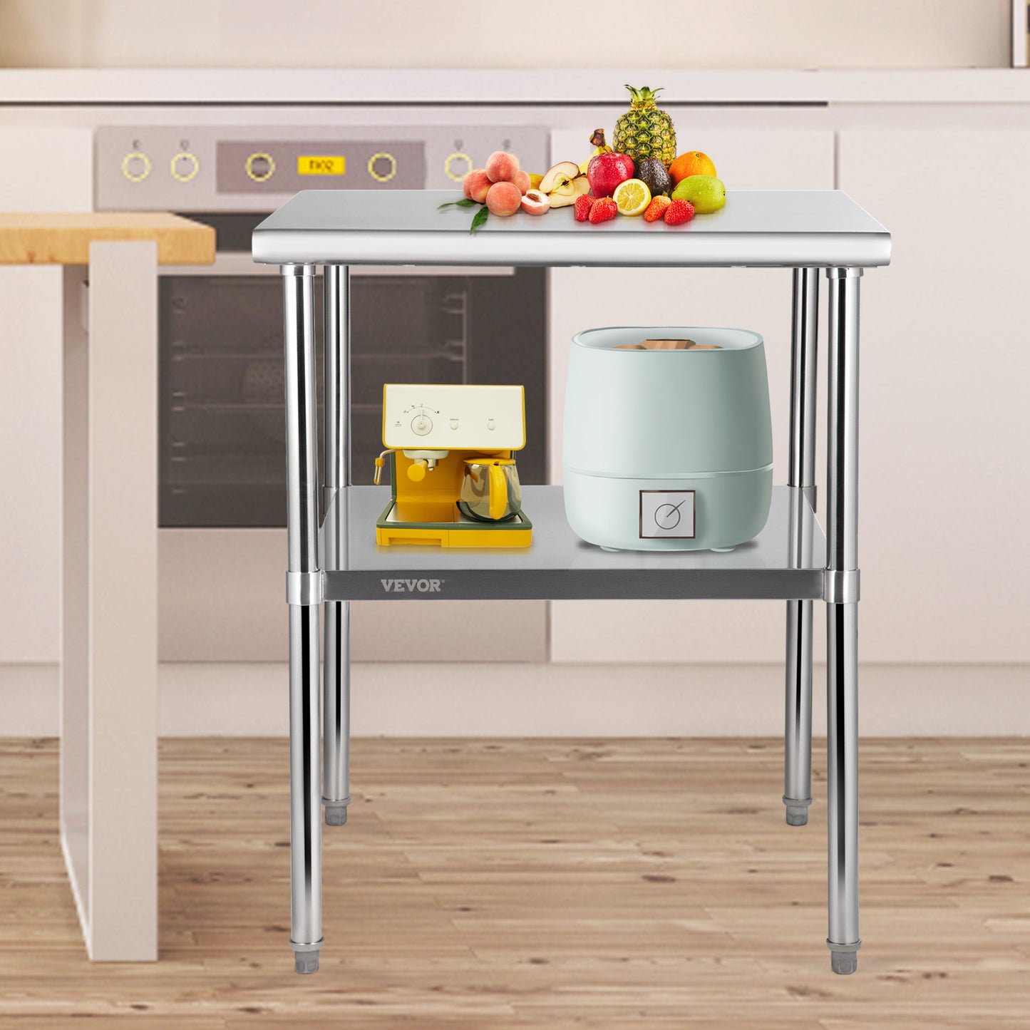 RVS Werktafel – Roestvrijstalen Werkbank – Metaaltafel – Stalen Werktafel – Keukentafel – Verstelbare Poten – Draagkracht 363 kg – 30 x 30 x 36 Inch