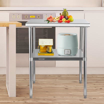 RVS Werktafel – Roestvrijstalen Werkbank – Metaaltafel – Stalen Werktafel – Keukentafel – Verstelbare Poten – Draagkracht 363 kg – 30 x 30 x 36 Inch