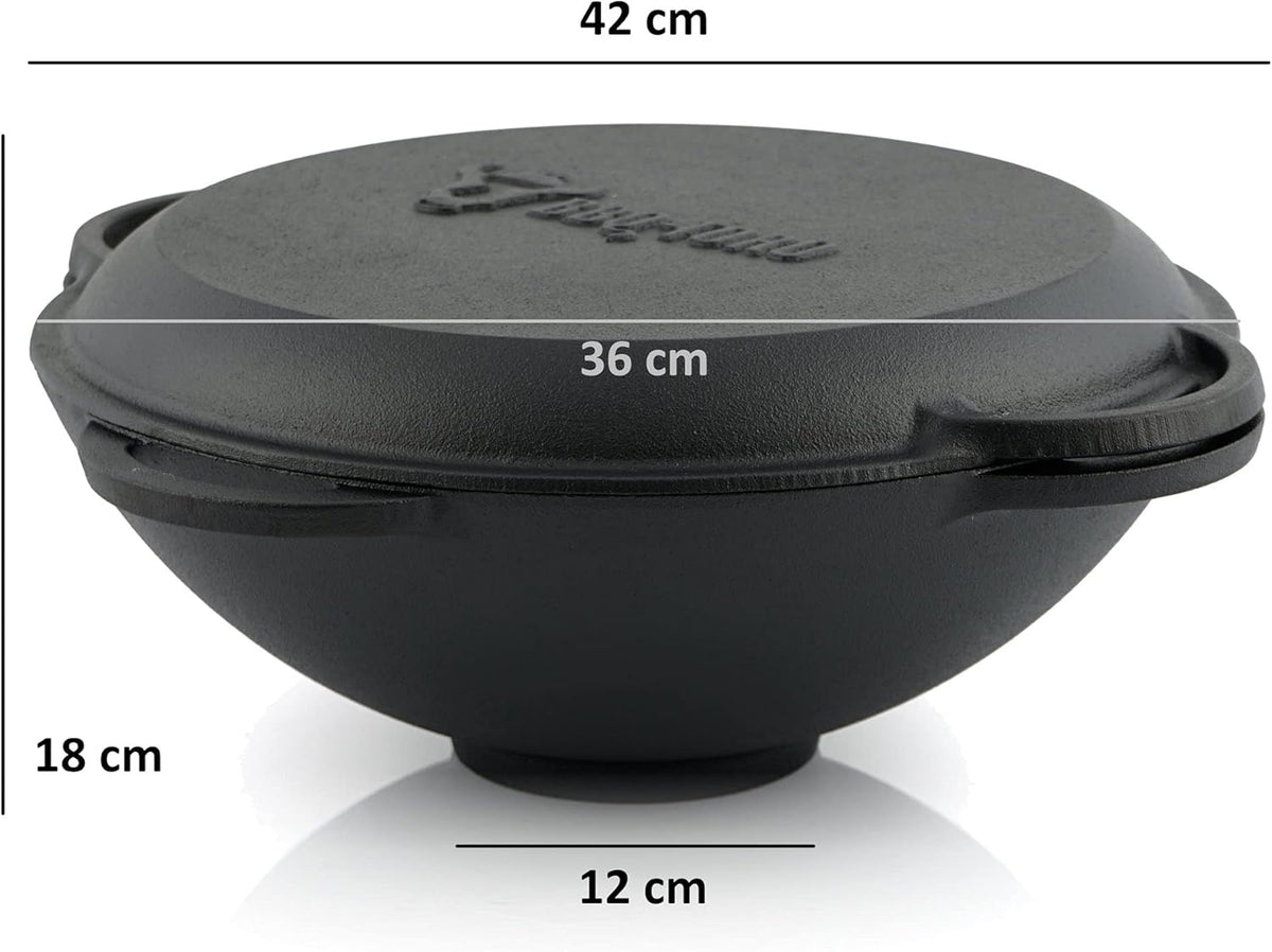 BBQ-Toro cast iron kazan with kazan stove Ø 35 cm | cast iron pan with lid 12.1 l | goulash kettle, fire kettle, outdoor stove - QUORE