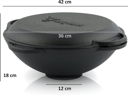 BBQ-Toro cast iron kazan with kazan stove Ø 35 cm | cast iron pan with lid 12.1 l | goulash kettle, fire kettle, outdoor stove - QUORE