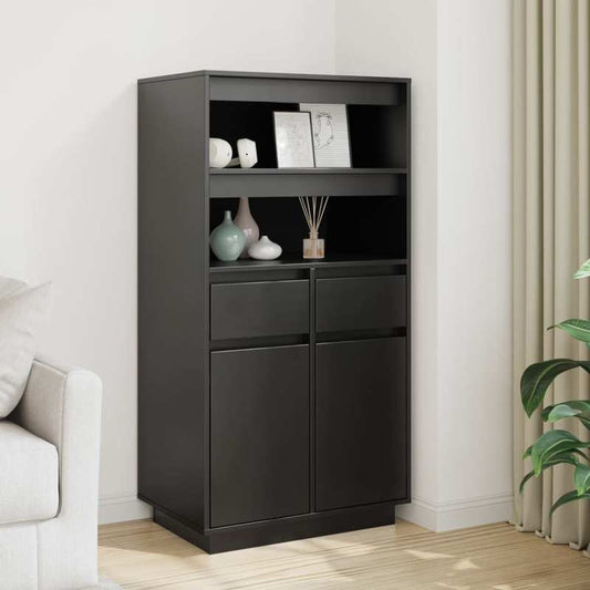 Dressoir – Opbergkast – Ladekast – Buffettafel – Wandkast – Massief Grenenhout – Compact 60x40x116,5 cm – Duurzaam Zwart