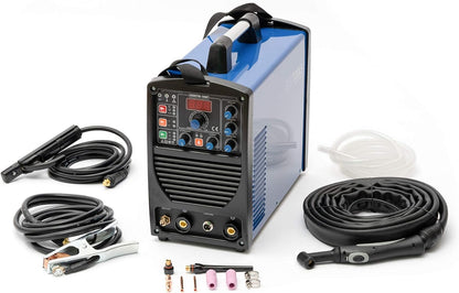 IPOTOOLS ACDCTIG 200P WIG Lasapparaat, AC/DC, lasapparaat met 200 ampère, volledig digitaal inverter-lasapparaat, inclusief HF-ontsteking, pulsfunctie, MMA/E-hand, IGBT
