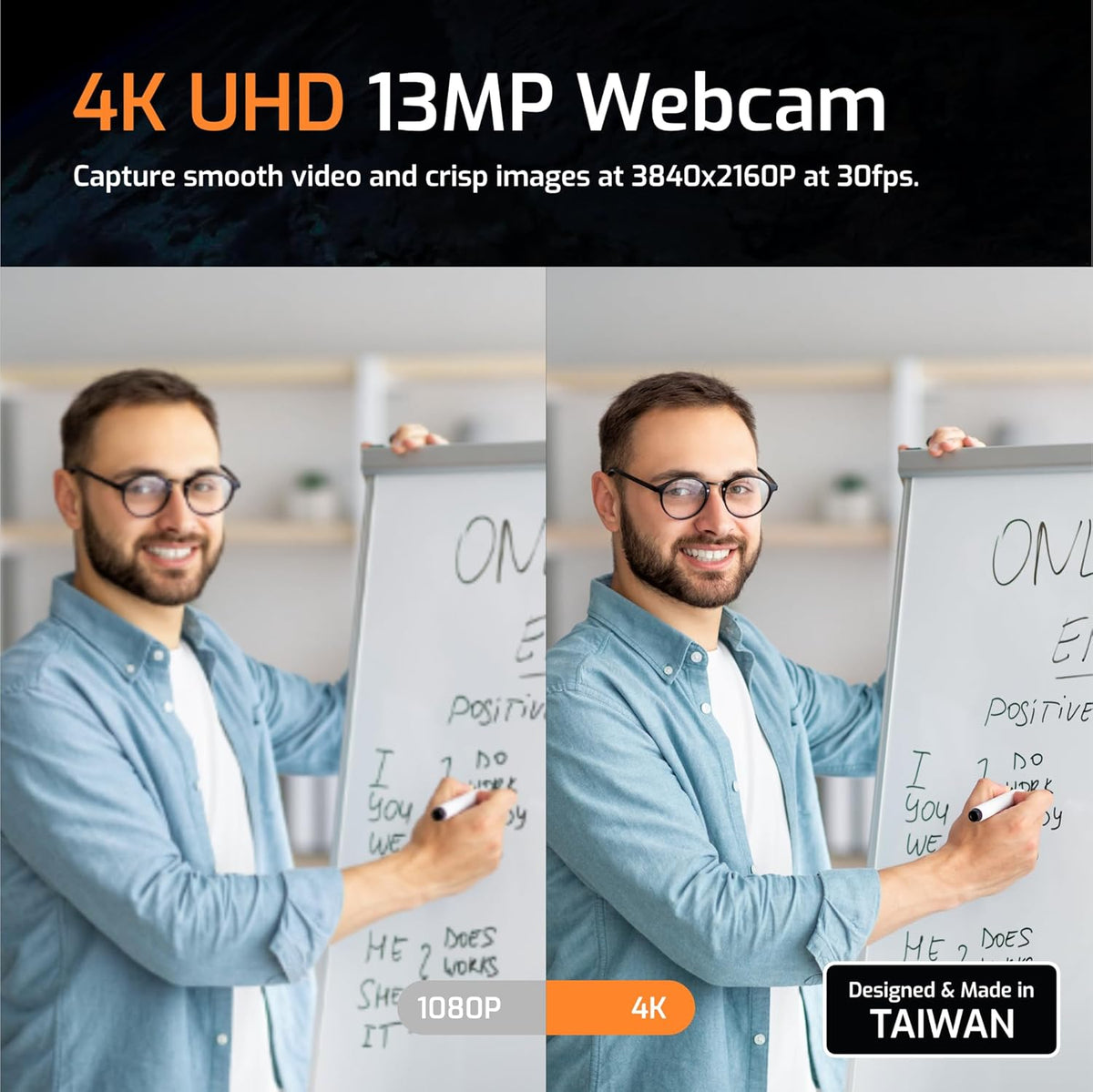 INS-Flip 4 4K USB Draagbare Documentcamera/Webcam/Visualizer – 13MP Ultra HD, Opvouwbaar Ontwerp, Autofocus, Microfoon, LED – Compatibel met Mac OS, Windows, iPad en Chromebook voor Afstandsleren