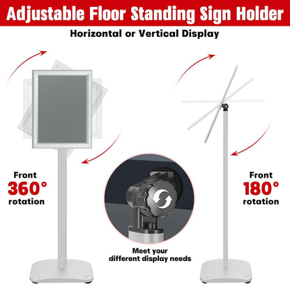 Schildstandaard Display – Posterstandaard – Infostandaard – Menustandaard – Bordstandaard – Zilver, Set van 3 – DIN A4 – 360° Draaibaar en 180° Kantelbaar – Zware Metalen Voet van 2,6 kg