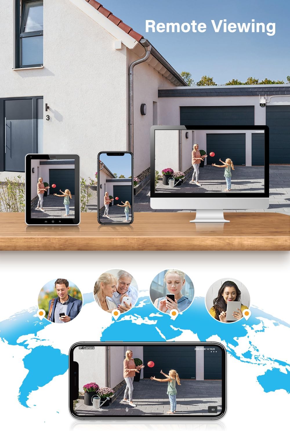 Jennov 5MP Draadloos Beveiligingscamerasysteem, 10CH NVR CCTV Camerasysteem met 1TB HDD, 4 Stuks PTZ Camera, Persoonsdetectie, Kleuren-nachtzicht, Automatisch Volgen, Tweeweg-audio