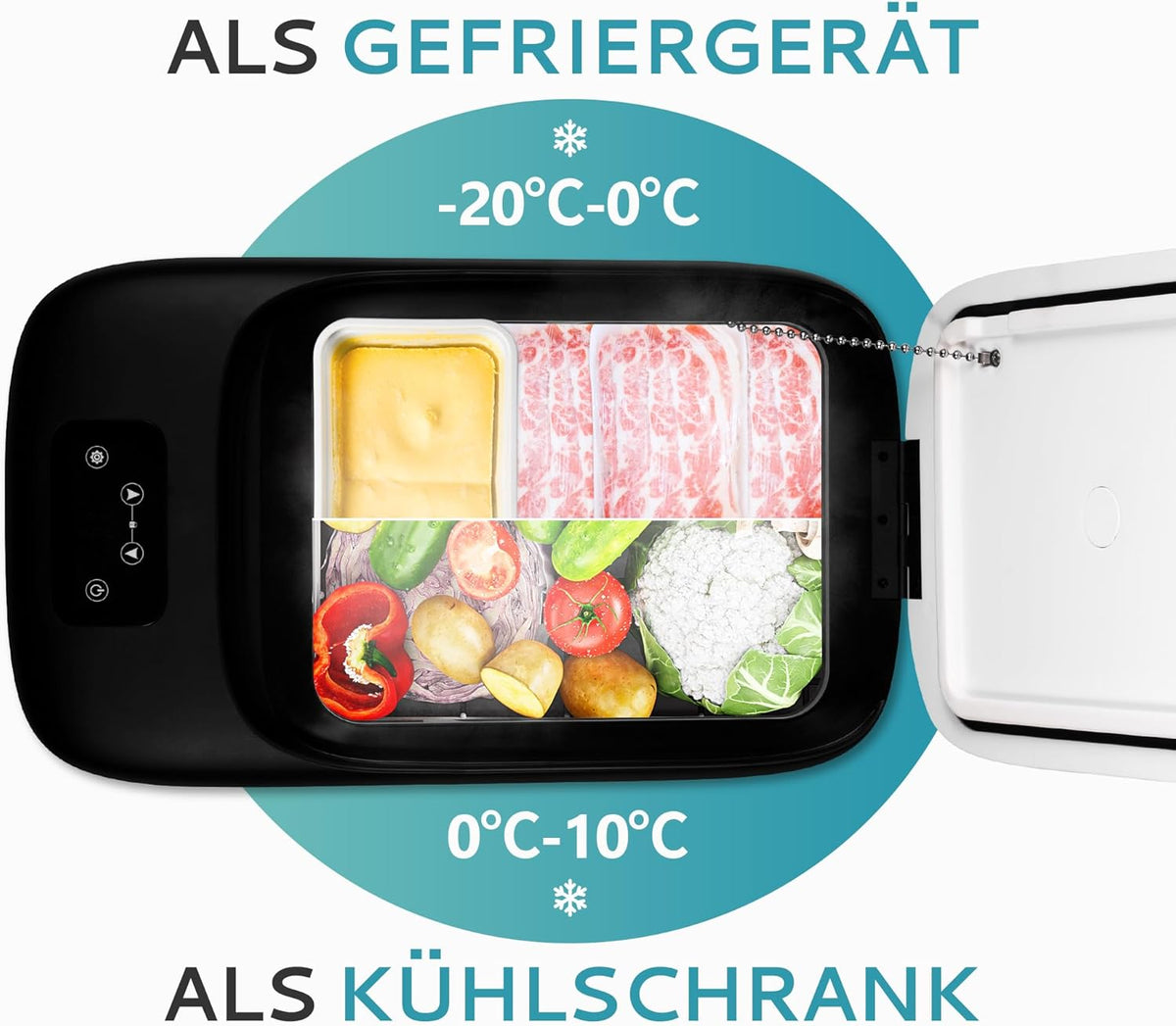 EUHOMY Compressor-koelbox, 25 liter, 12 V/240 V, campingkoelkast, -20 °C tot 20 °C, stille compressor, koelbox, klein, met vriesvak voor reizen, camping, picknick enz.