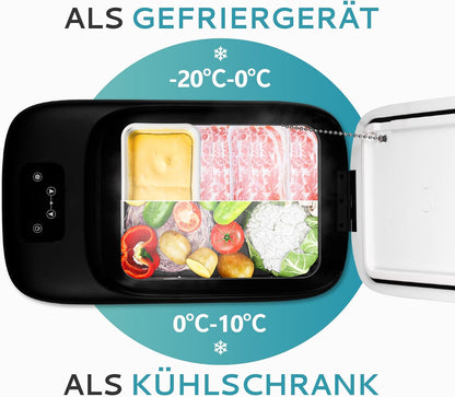 EUHOMY Compressor-koelbox, 25 liter, 12 V/240 V, campingkoelkast, -20 °C tot 20 °C, stille compressor, koelbox, klein, met vriesvak voor reizen, camping, picknick enz.