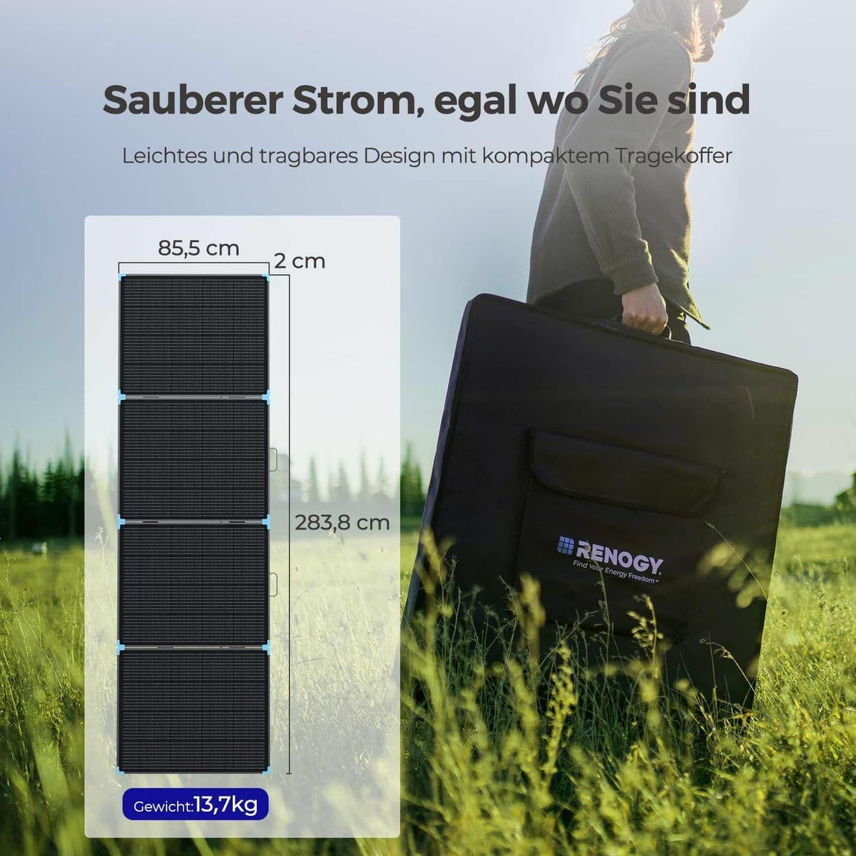 Renogy Light Suitcase Zonnepaneel, 400 W, compact en licht, 400 W zonnepaneel voor camper, marine, rooftop, boerderij batterij en andere off-grid toepassingen