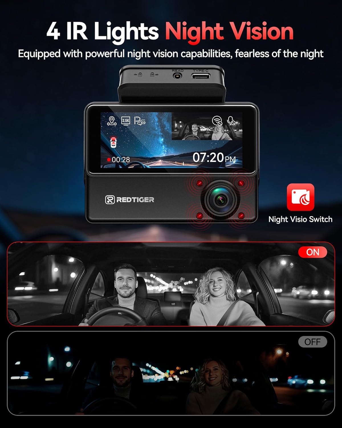 Dashcam Auto – Autocamera – Auto Camera – Rijcamera – Auto Dashcam – 3-Kanaals Met 530° Dekking – 2,5K + 2,5K + 1080p