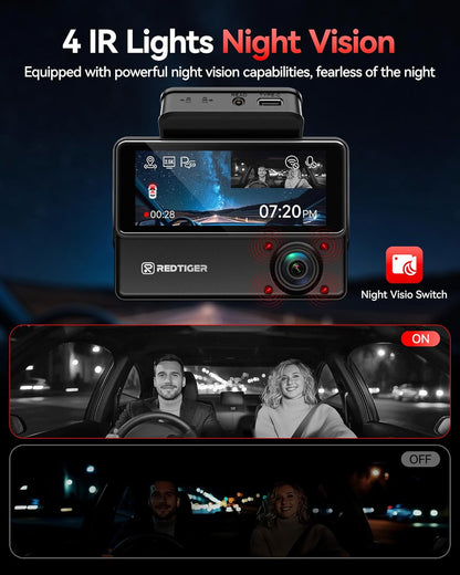 Dashcam Auto – Autocamera – Auto Camera – Rijcamera – Auto Dashcam – 3-Kanaals Met 530° Dekking – 2,5K + 2,5K + 1080p