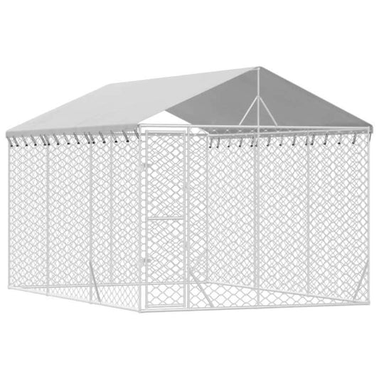 Hondenrennet – Hondenren – Hondenomheining – Hondenafscheiding – Hondenkennel – Verzinkt Staal Silvery – Weerbestendig & Eenvoudige Montage – 3x4,5x2,5 Meter Veilig Buitenruimte