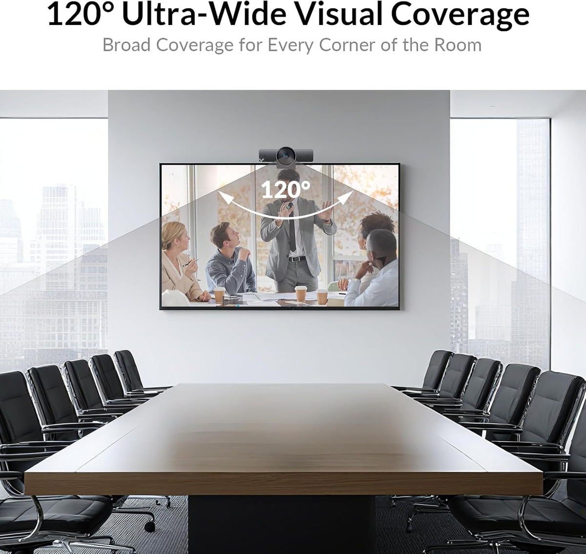 AV Access 4K Conference Webcam - Auto Framing, Presenter Tracking, Dual Noise Cancelling Microfics, Individuals Gallery, Privacy Cover, 120° FOV, ePTZ Control, 5X Digitale Zoom, Werkt met Teams, Zoom